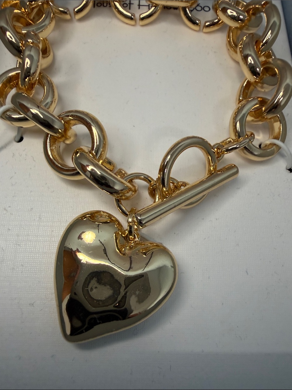 House of Harlow 1960 | Gold Chunky Link Toggle Bracelet w/ Heart Charm - Picture 3 of 9